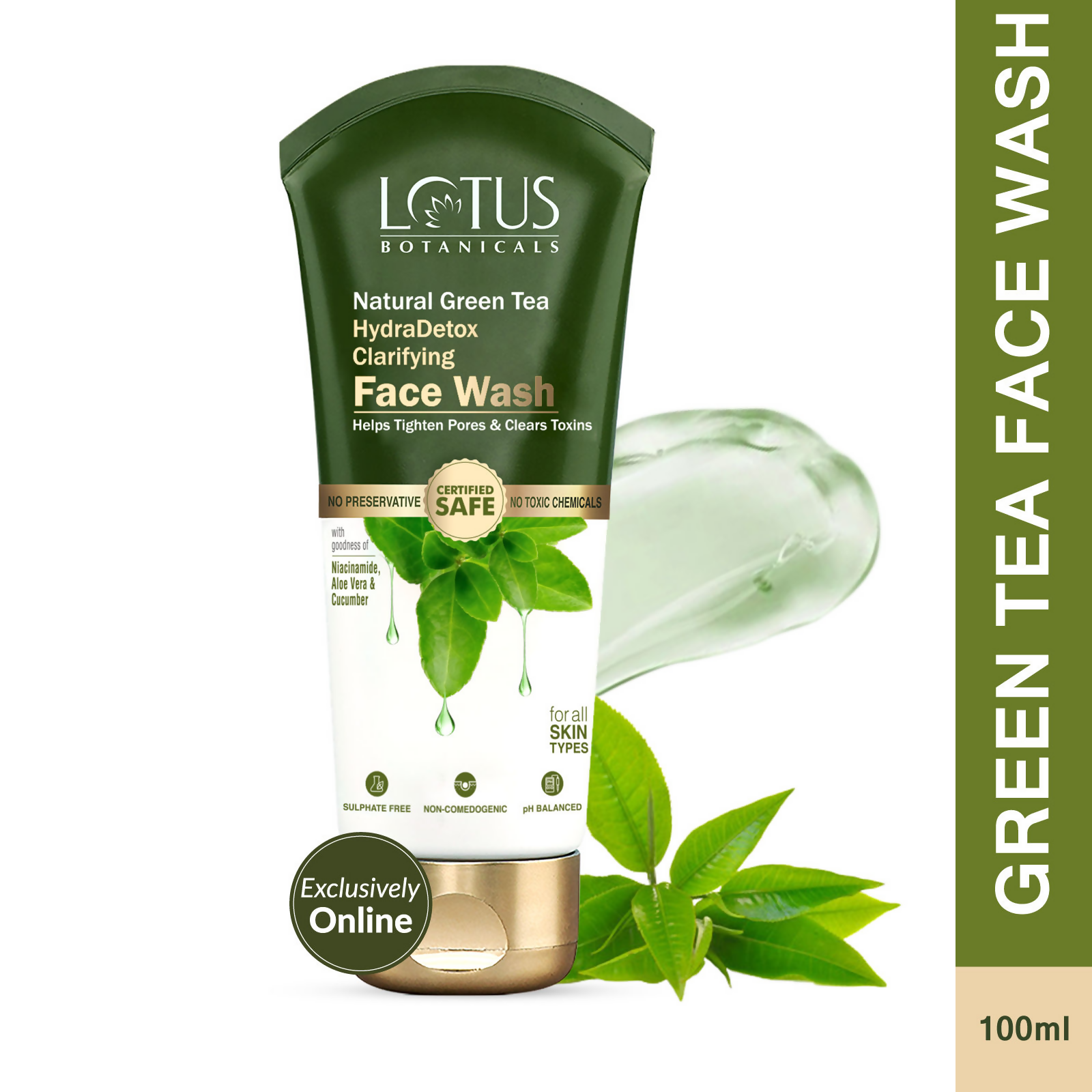 Lotus Botanicals Natural Green Tea Hydradetox Clarifying Face Wash - Distacart