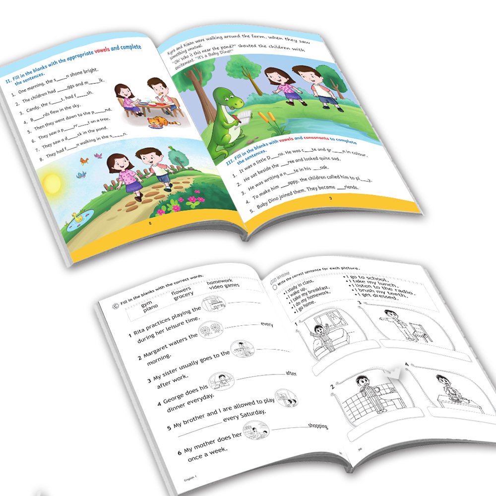 Grade 1 Ultimate English Combo Practice Workbooks Set of 4: Grammar, Writing Skills, Olympiad Prep, and Gear Up English| Ages 6-7 Years