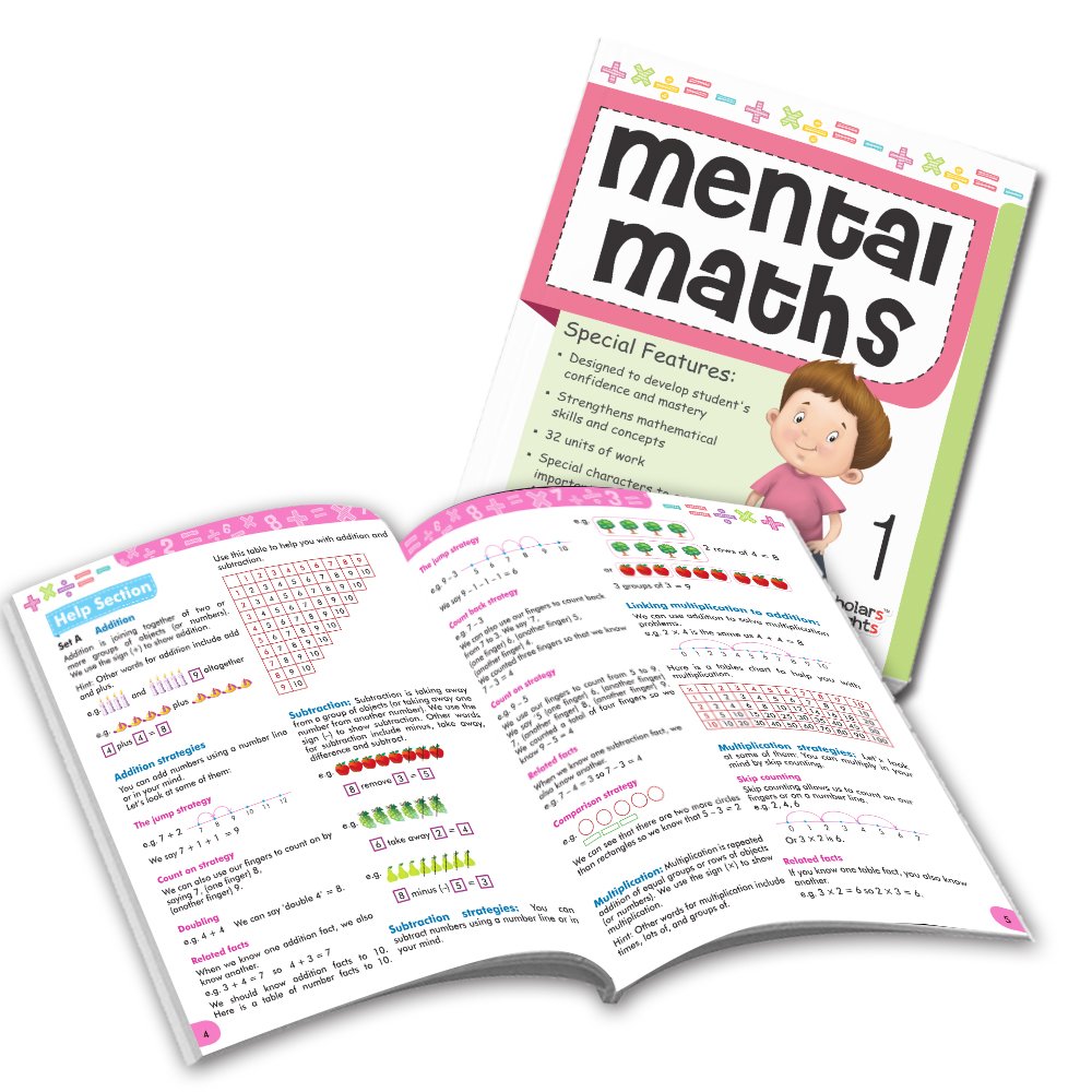 Grade 1 Comprehensive Learning with Mathematics Workbooks Set of 4 Ages 6-7 Years: Gear Up Math, Mental Math, Olympiad, and Challenging Word Problems