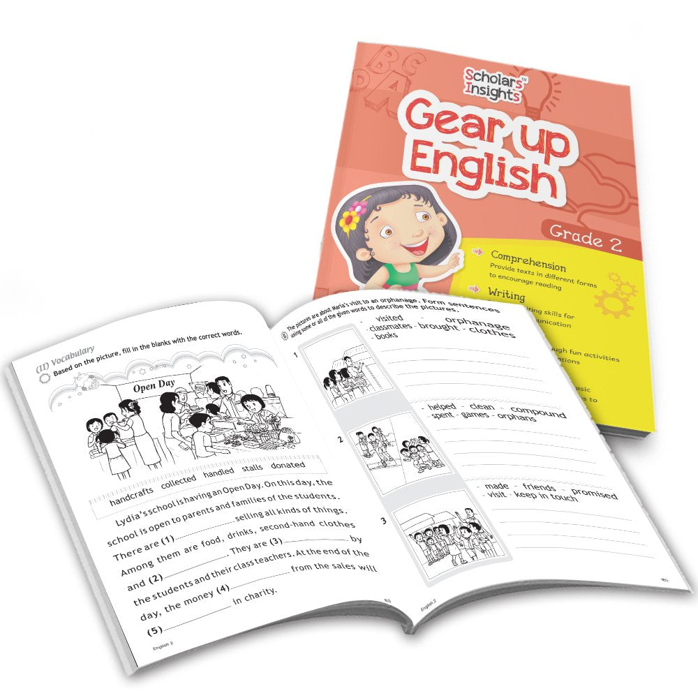 Grade 2 Ultimate English Combo Practice Workbooks Set of 4: Grammar, Writing Skills, Olympiad Prep, and Gear Up English| Ages 7-8 Years