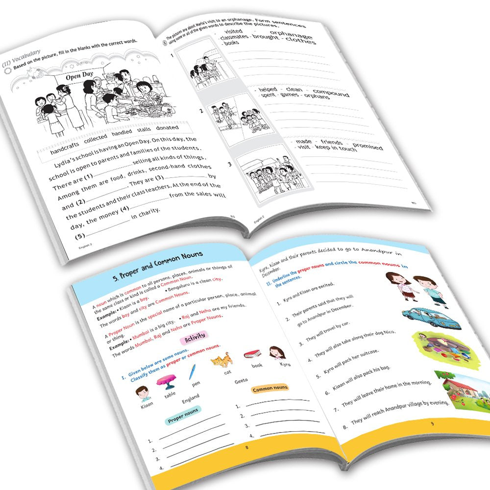 Grade 2 Ultimate English Combo Practice Workbooks Set of 4: Grammar, Writing Skills, Olympiad Prep, and Gear Up English| Ages 7-8 Years
