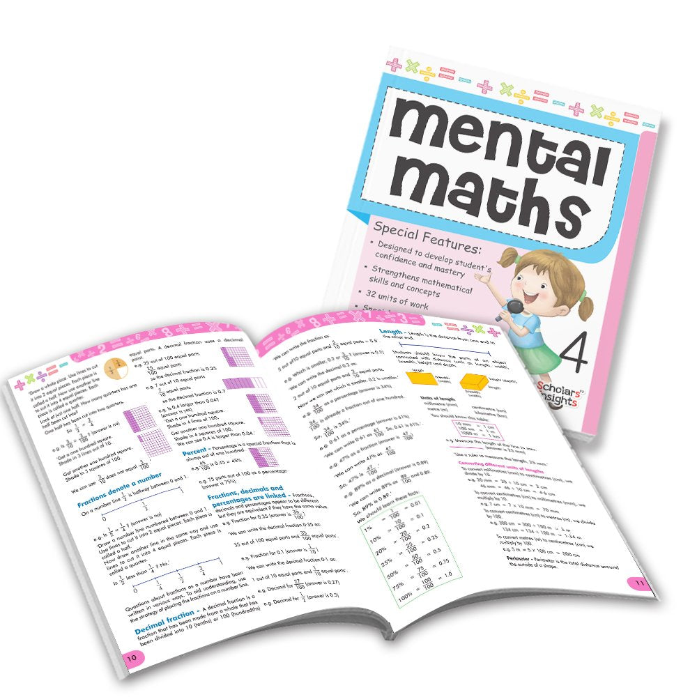 Grade 4 Comprehensive Learning with Mathematics Workbooks Set of 4 Ages 9-10 Years: Gear Up Math, Mental Math, Olympiad, and Challenging Word Problems