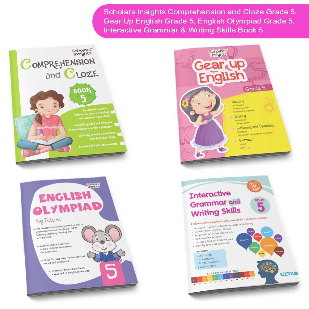 Grade 5 Ultimate English Combo Practice Workbooks Set of 4: NEP Based Interactive Grammar & Writing Skills, Olympiad Prep| Ages 10-11 Years - Distacart