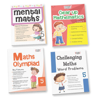 Grade 5 Comprehensive Learning with Mathematics Workbooks Set of 4 Ages 10-11 Years: Gear Up Math, Mental Math, Olympiad,Challenging Word Problems