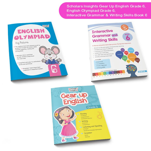 Grade 6 Ultimate English Combo Practice Workbooks Set of 3: NEP based Grammar, Writing Skills, Olympiad Prep, and Gear Up English| Ages 11-12 Years - Distacart