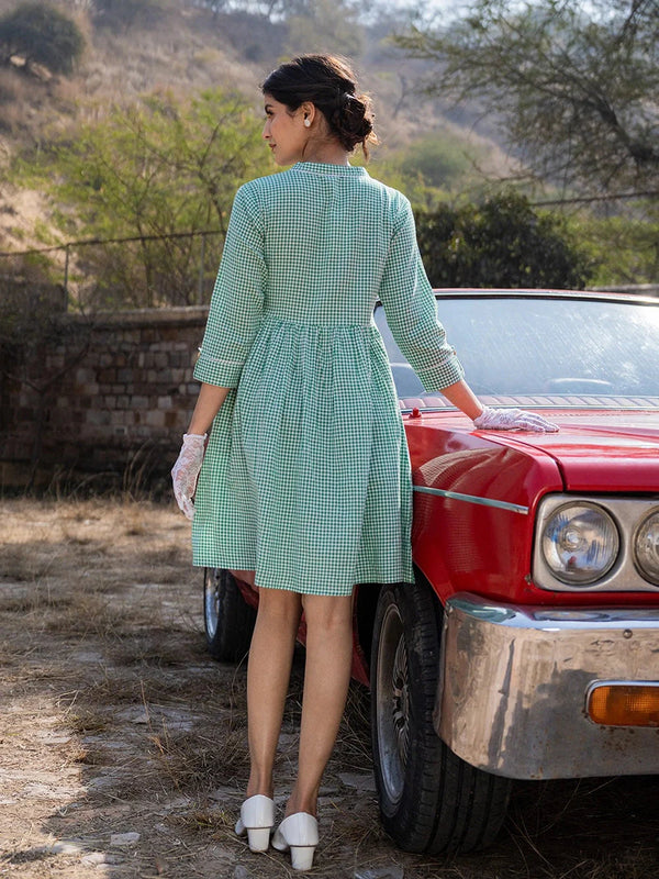 Yufta Green Checked Dress