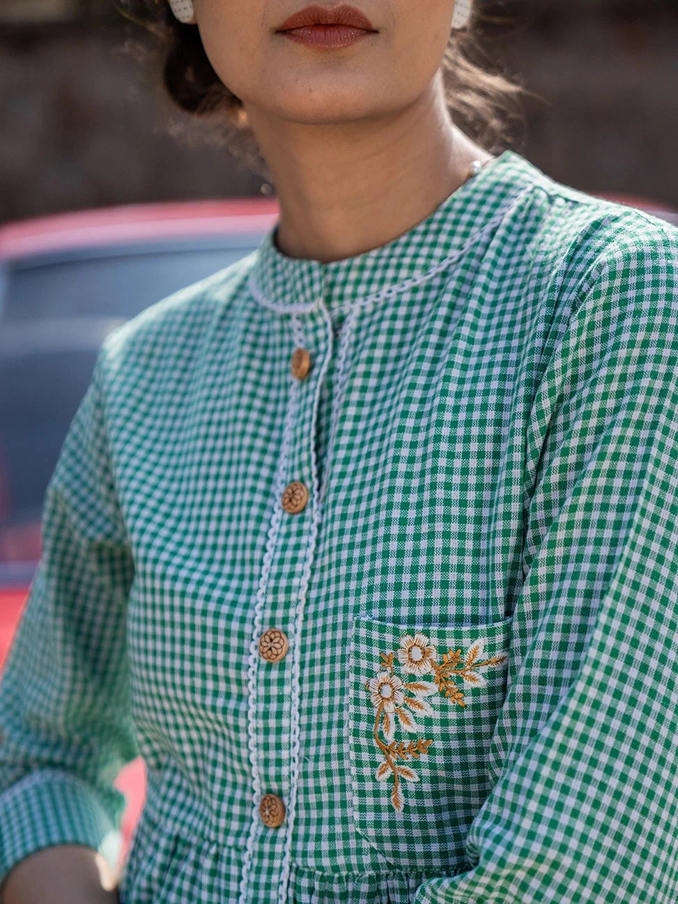 Yufta Green Checked Dress