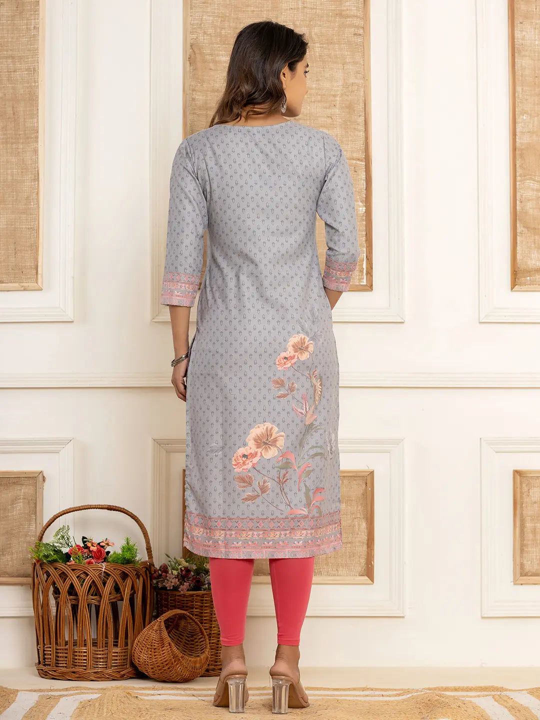 Yufta Green Cotton A-Line Kurta With Digital Print
