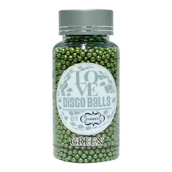 confect green disco balls sprinkles 2 mm 120 gms