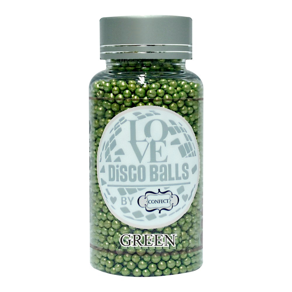confect green disco balls sprinkles 3 mm 120 gms