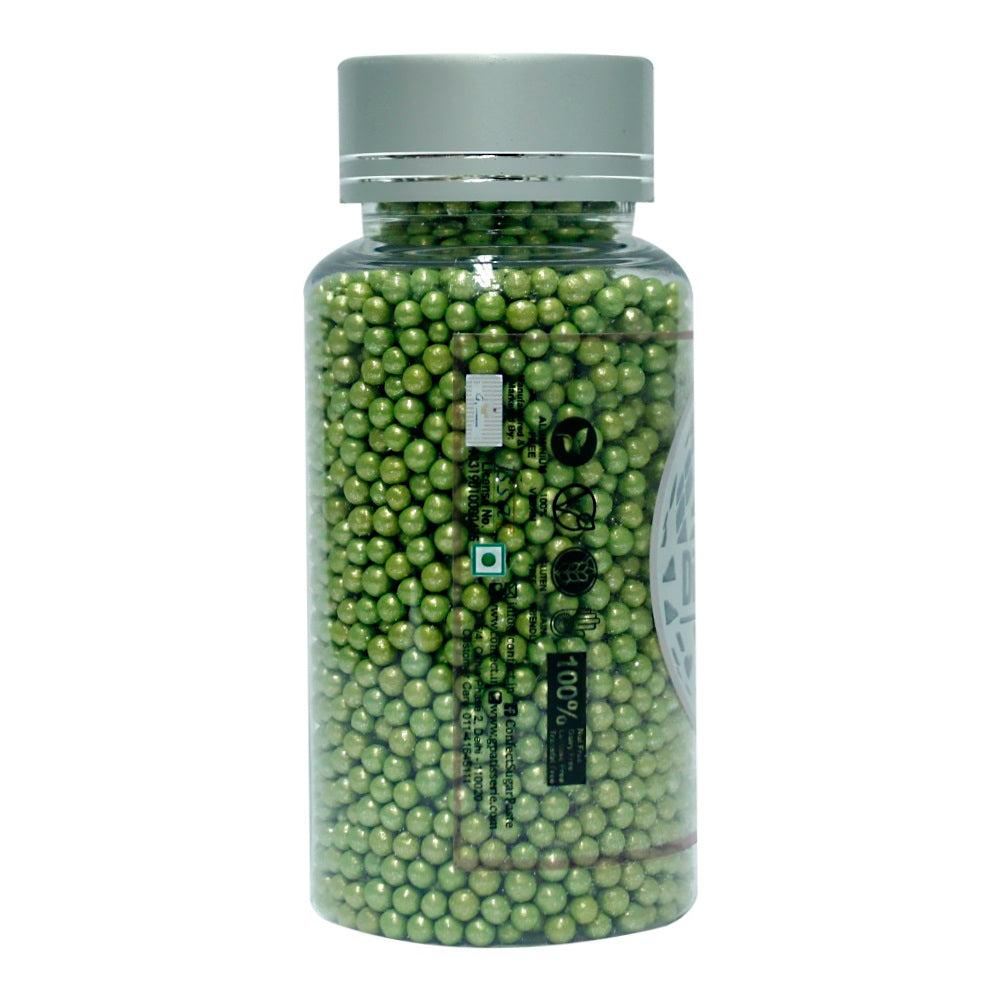 confect green disco balls sprinkles 3 mm 120 gms