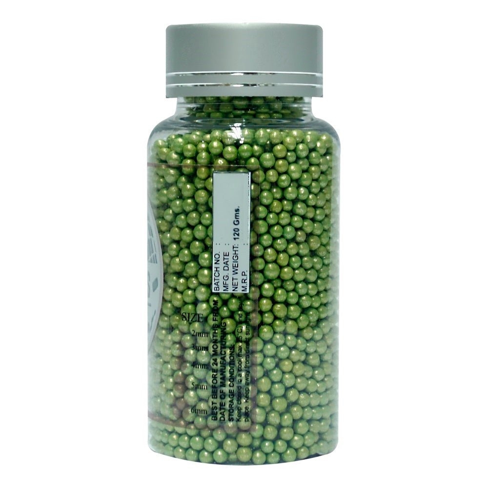 confect green disco balls sprinkles 3 mm 120 gms