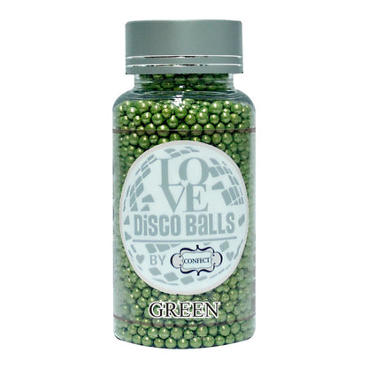 confect green disco balls sprinkles 4 mm 120 gms