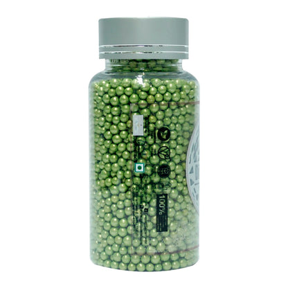 confect green disco balls sprinkles 4 mm 120 gms
