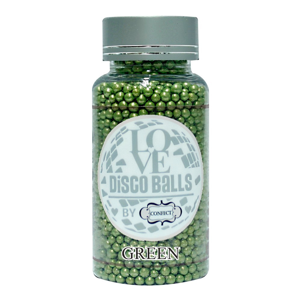 confect green disco balls sprinkles 5 mm 120 gms