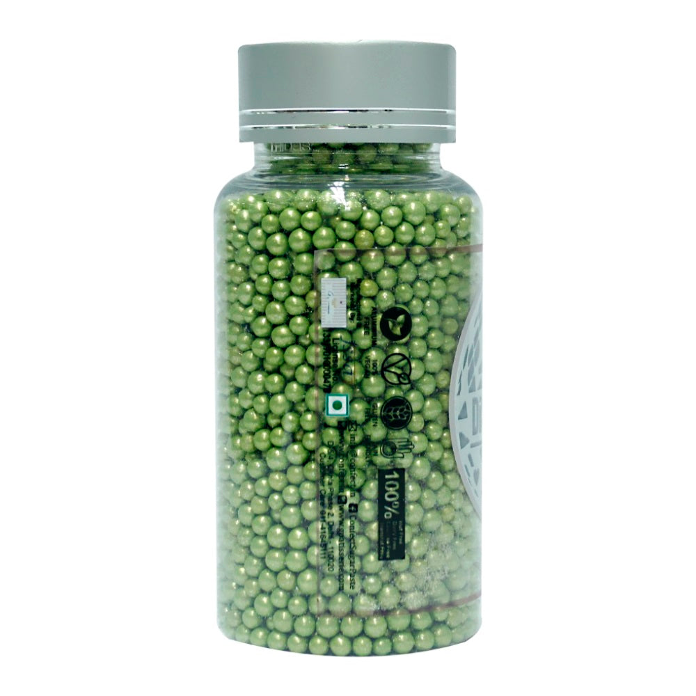 confect green disco balls sprinkles 5 mm 120 gms