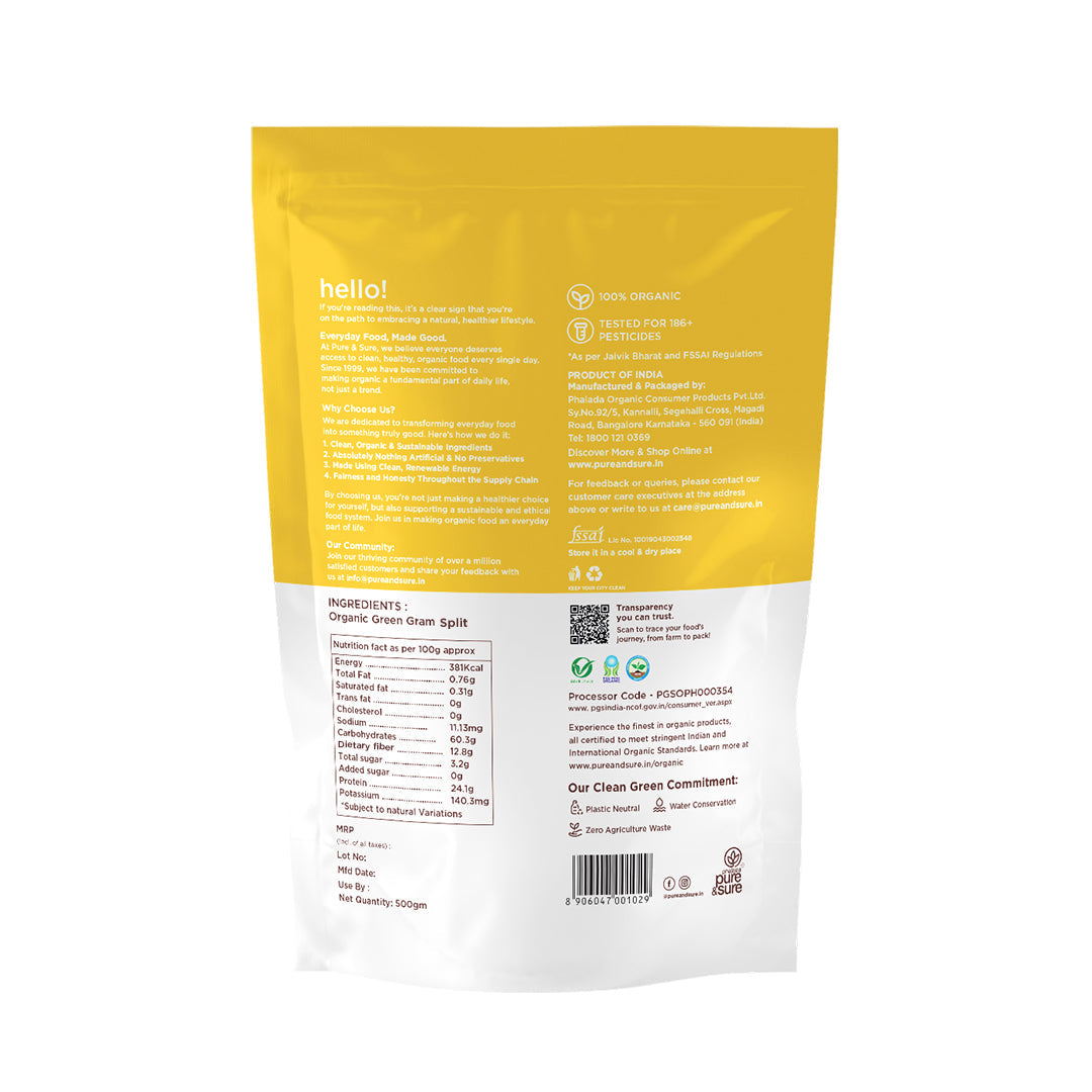 Pure & Sure Organic Green Gram Split - Distacart