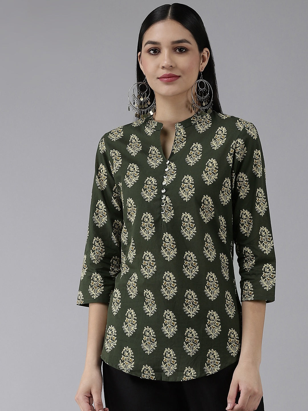 Yufta Green Printed Top - Distacart