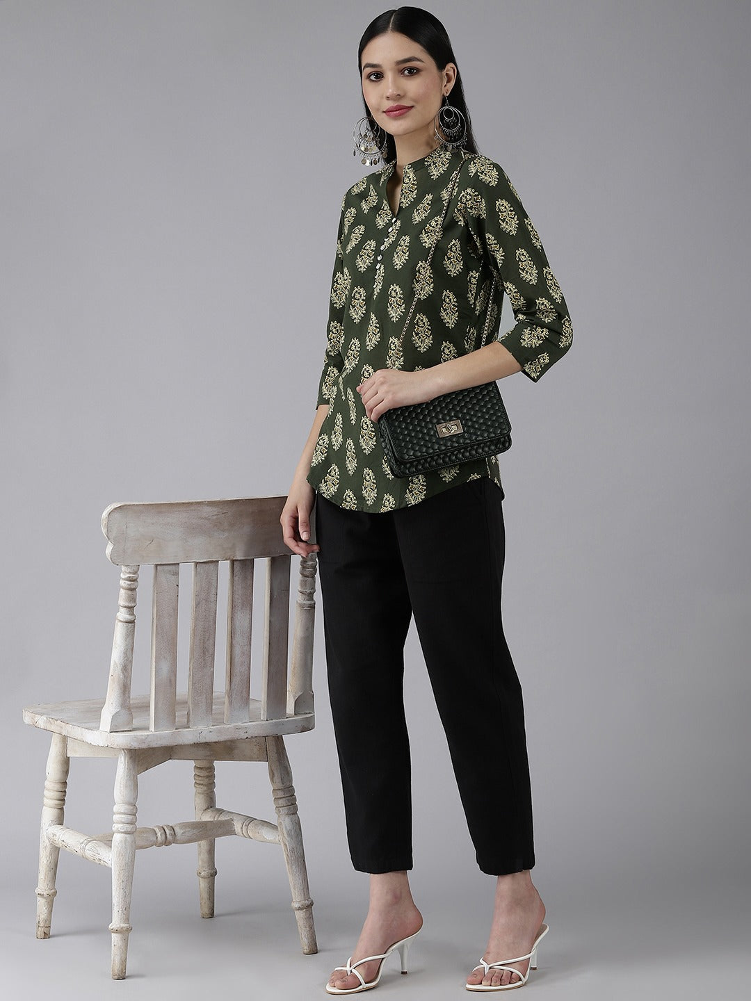 Yufta Green Printed Top - Distacart