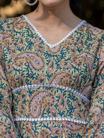 Thumbnail for Yufta Green Pure Cotton Paisley And Tassels Were Dress - Distacart