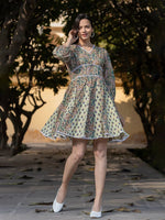 Thumbnail for Yufta Green Pure Cotton Paisley And Tassels Were Dress - Distacart