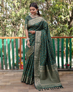 Thumbnail for Lorenvalley Premium Bandhej Patola Silk Sarees with kanchi Borders and Contrast Zari Weaving borders Saree - Green - Distacart