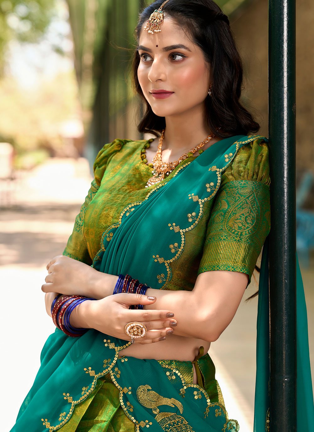 Lorenvalley Green Kanjivaram Silk Zari Weaving Lehenga Choli with Dupatta - Distacart