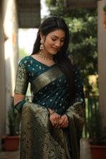 Thumbnail for Lorenvalley Premium Pure Handmade Bandhej Kanjivaram silk saree with Zari Weaving Rich Pallu saree - Green - Distacart