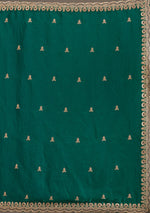 Thumbnail for Lorenvalley Fashion Green Fendy Satin with Embroidery Double Sequence Work Saree with Blouse