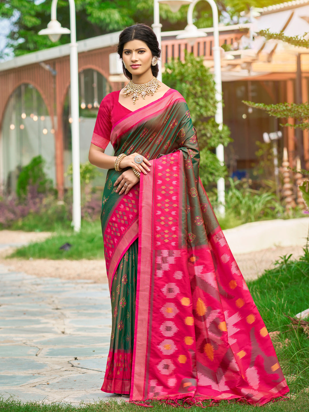 Anaita Green Soft Silk Saree With Floral Printed Work With Blouse - Distacart