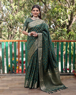 Thumbnail for Lorenvalley Premium Bandhej Patola Silk Sarees with kanchi Borders and Contrast Zari Weaving borders Saree - Green - Distacart