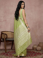 Thumbnail for Anaita Green Cotton Saree With Blouse - Distacart