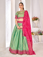 Thumbnail for Anaita Green Weaving Work Silk Lehenga Choli - Distacart