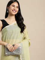 Thumbnail for Anaita Green Linen Saree With Blouse - Distacart