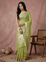 Thumbnail for Anaita Green Cotton Saree With Blouse - Distacart