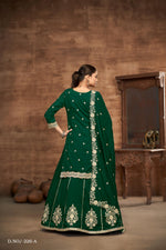 Thumbnail for Anaita Green Premium Embroidered Vichitra Silk Lehenga Style Suit - Distacart