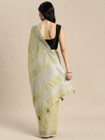 Thumbnail for Anaita Green Linen Saree With Blouse - Distacart