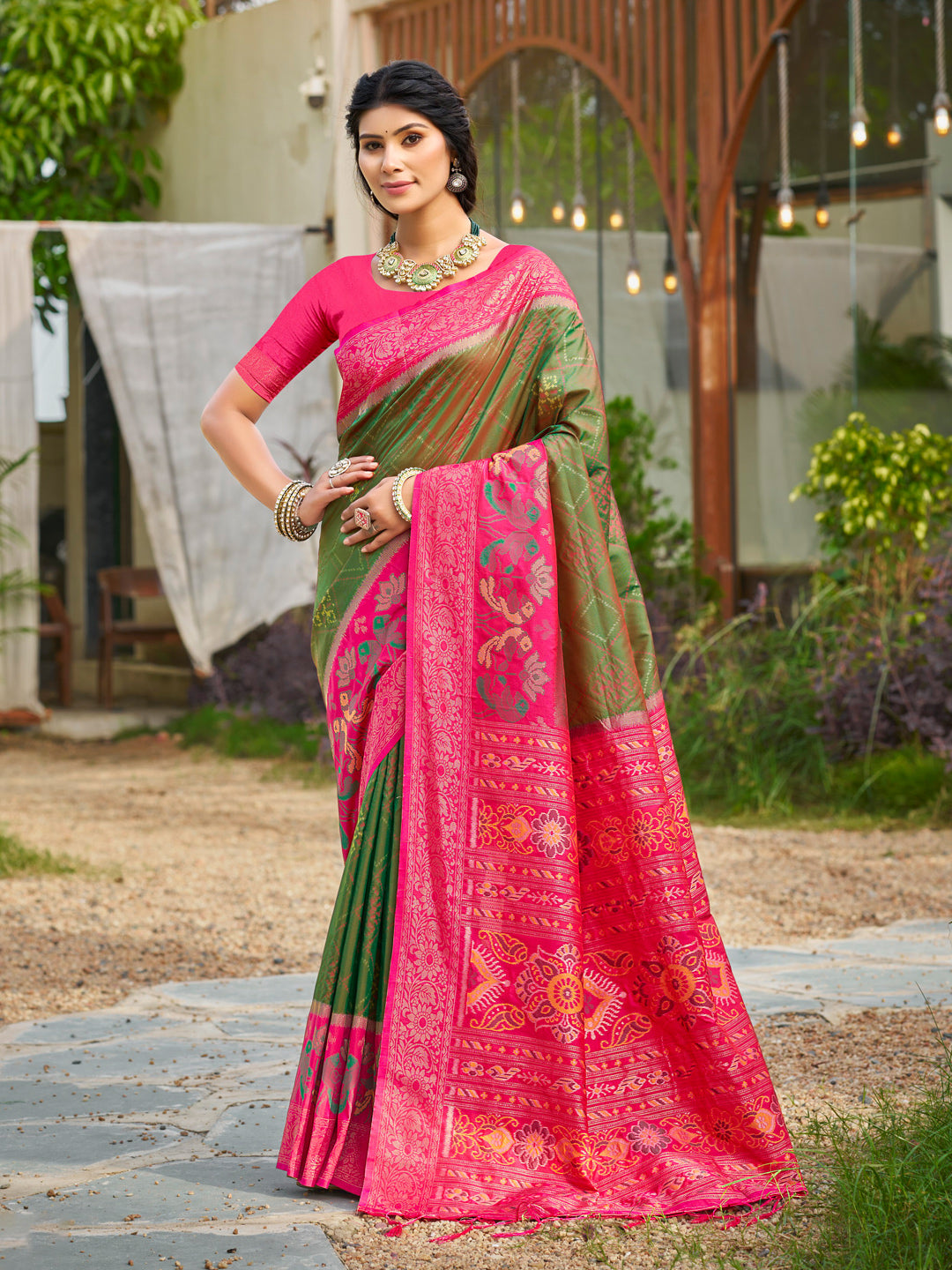 Anaita Green Soft Silk Saree With Floral Printed Work With Blouse - Distacart