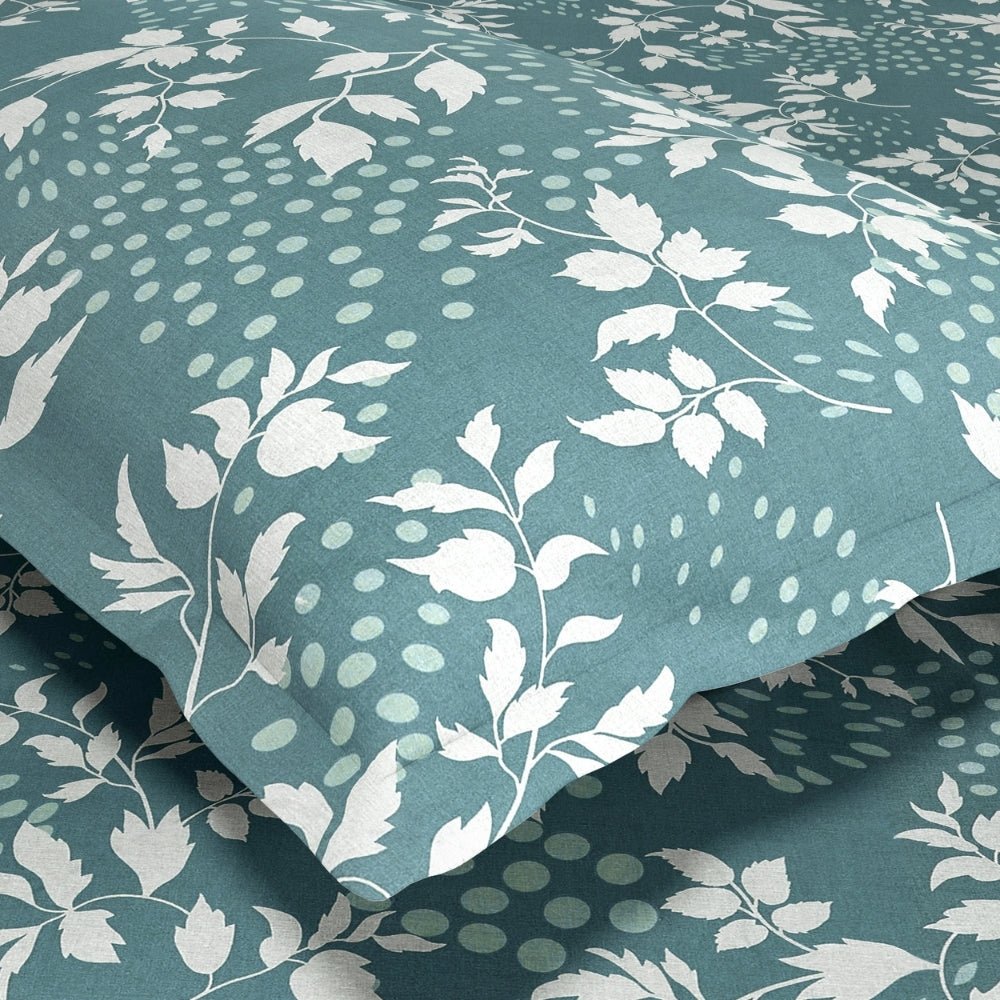 Haus & Kinder Green foliage 100% Cotton Double Fitted Bedsheet, 144 TC - Dista