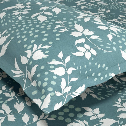 Haus & Kinder Green foliage 100% Cotton Double Fitted Bedsheet, 144 TC - Dista