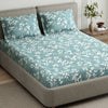 Haus & Kinder Green foliage 100% Cotton Double Fitted Bedsheet, 144 TC - Dista