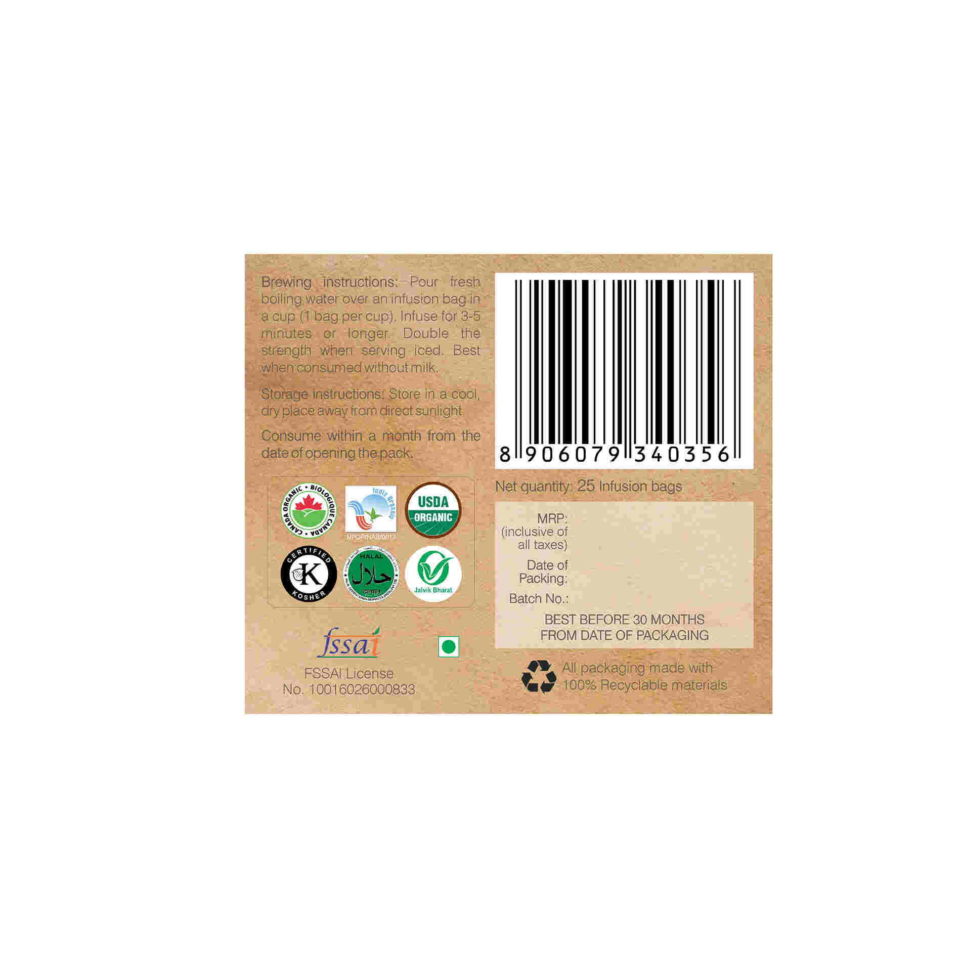 Organic Wellness Ow'Real Tulsi Green Tea + Saffron Tea Bags - Distacart