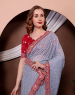 Thumbnail for Teeya Creation Grey Color Georgette Fabric Chikankari Work Saree - Distacart