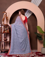Thumbnail for Teeya Creation Grey Color Georgette Fabric Chikankari Work Saree - Distacart