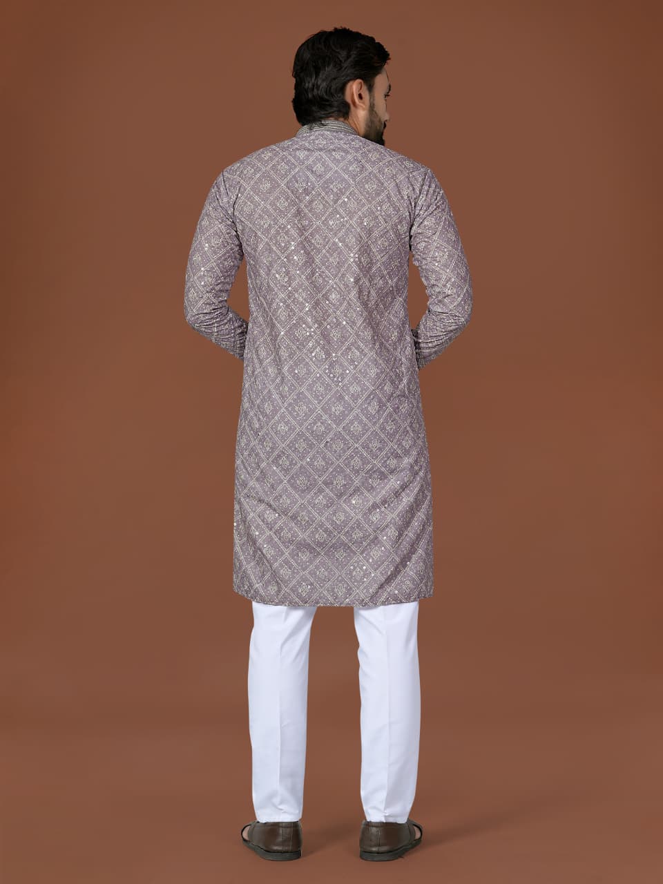 Anaita Grey Lucknowi Silk Straight Kurta - Distacart