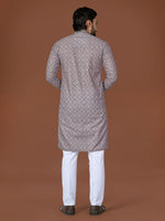 Thumbnail for Anaita Grey Lucknowi Silk Straight Kurta - Distacart
