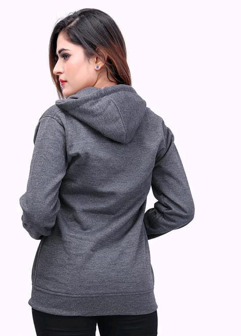 PAVONINE Grey Color Casual Winter Wear Hoodie Sweatshirt For Girls - Distacart