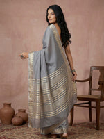 Thumbnail for Anaita Grey Cotton Saree With Blouse - Distacart