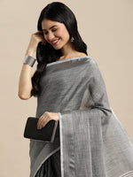 Thumbnail for Anaita Grey Linen Saree With Blouse - Distacart