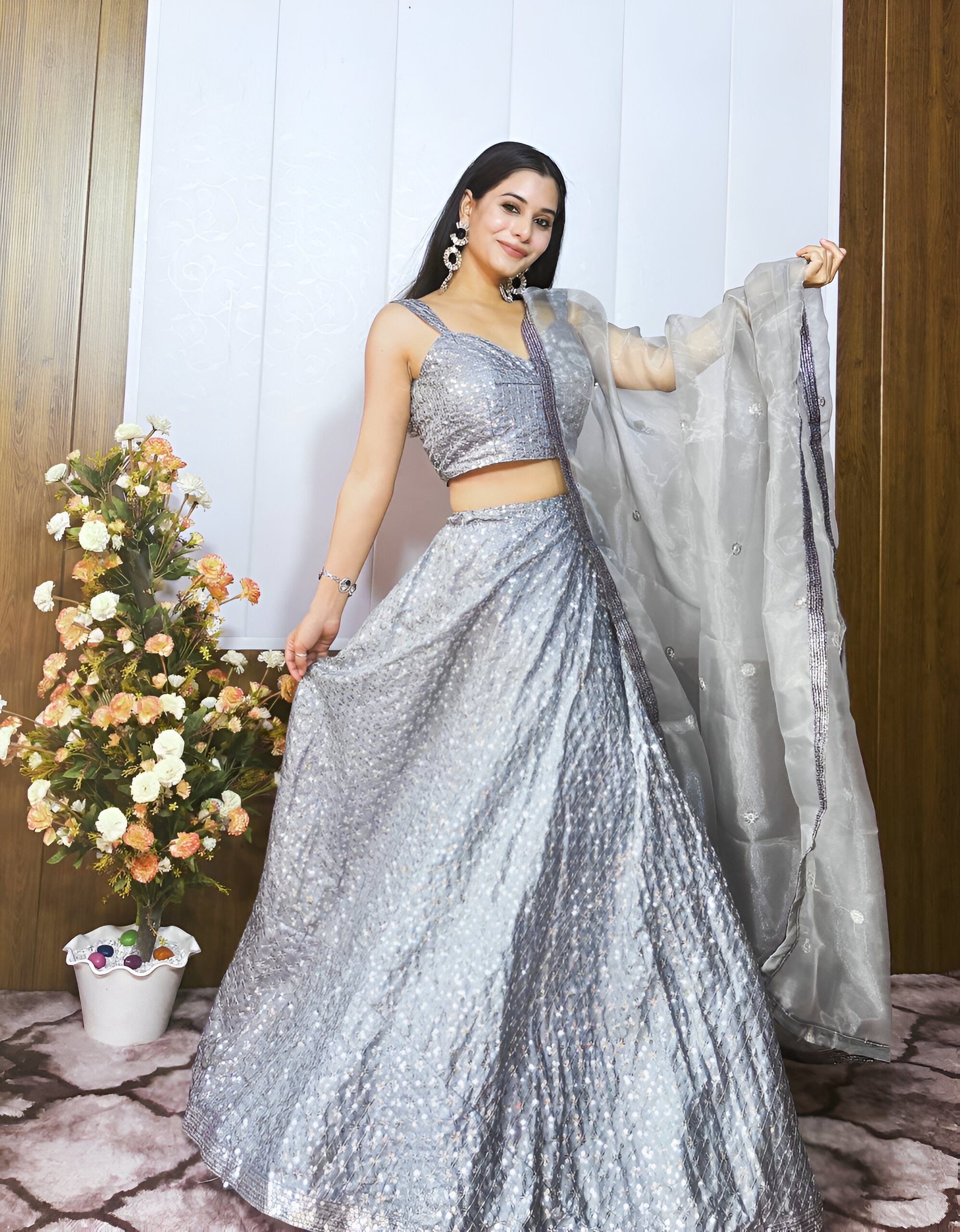 Lehenga Mart Designer Wedding Lehenga Choli For Women - Grey - Distacart